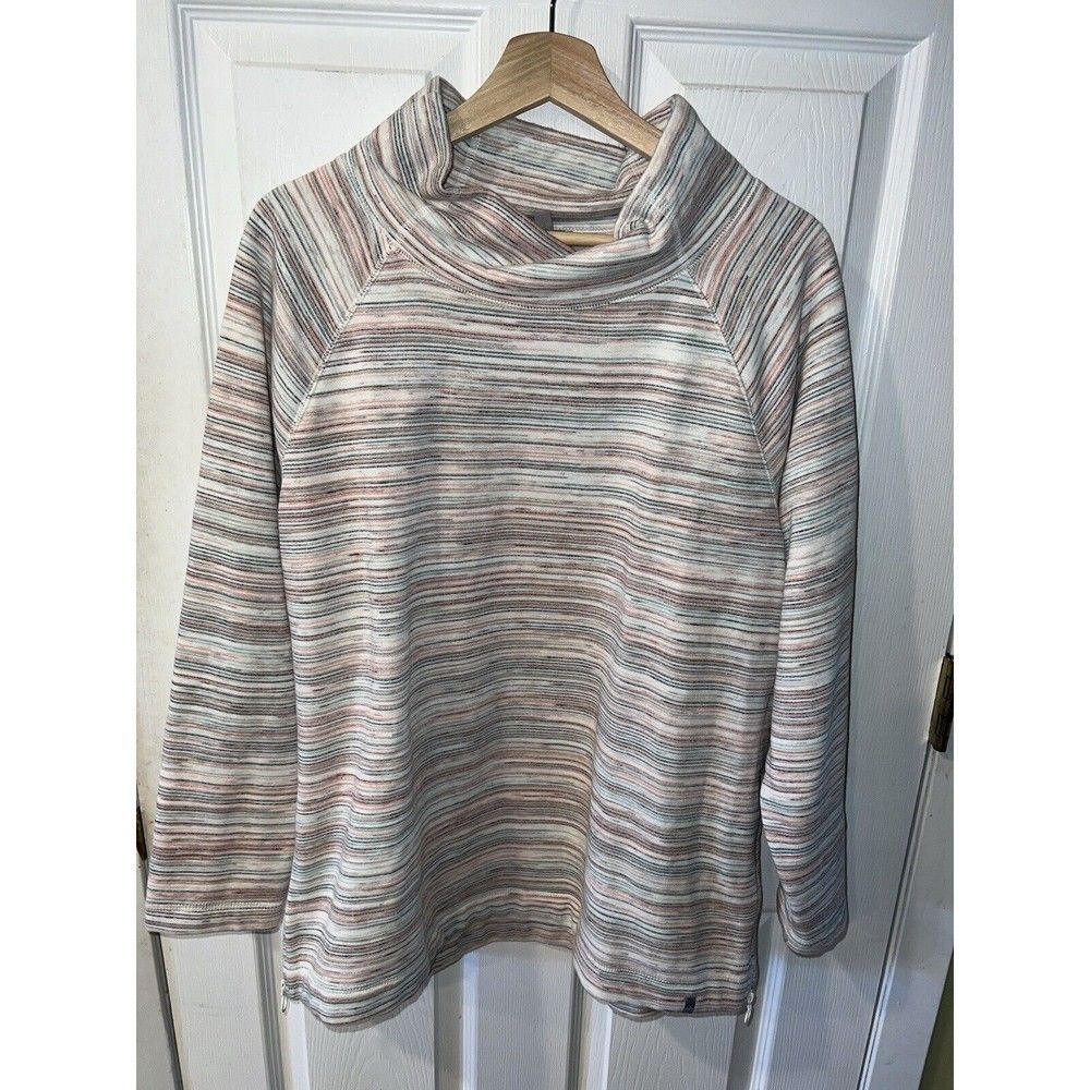 T By Talbots Top Womens 1X Striped Pullover Mock Neck Side Zip Detail Sweatshirt - Picture 9 of 9